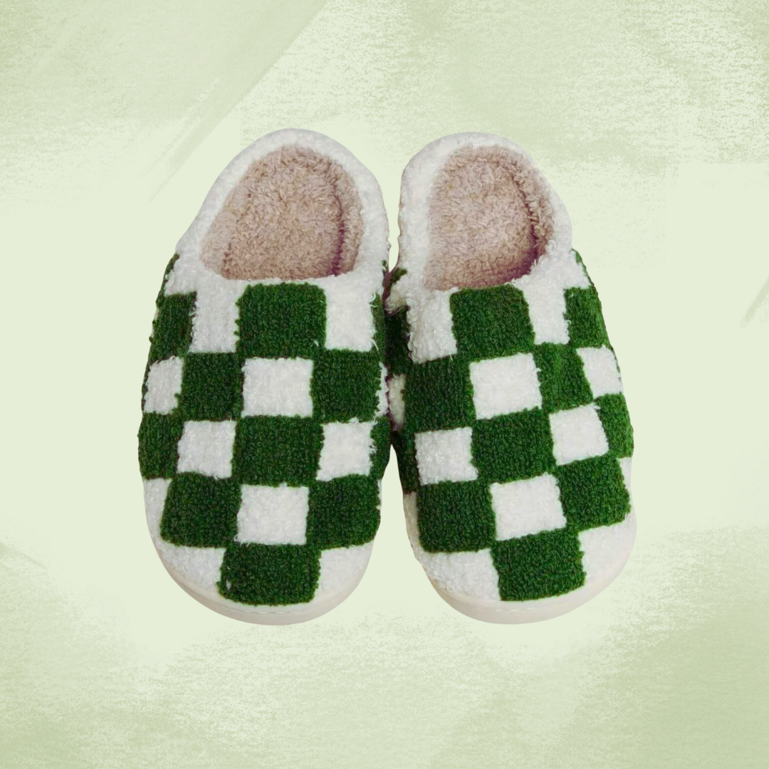 Green Checkered Slippers