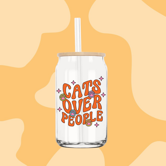 Cats Over People Glass Cup